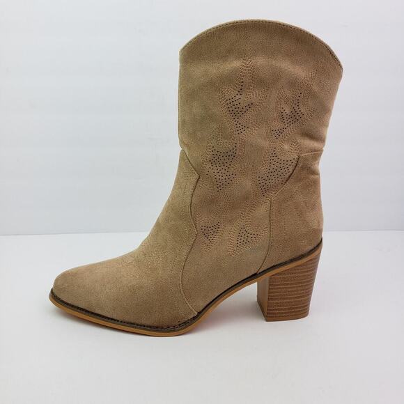 Olivia & Kate New York Bonita Womens Size 9.5 Brown 3.25" Heeled Western Boots - Picture 3 of 14